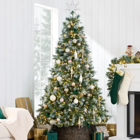 Best Choice Products Pre-Lit Frosted Scotch Pine Christmas Tree w/ 2-In-1 Micro LED Lights {1}