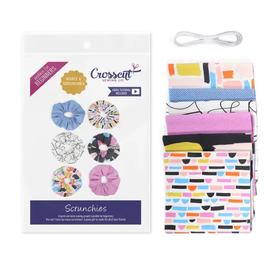 Crosscut Sewing Co.&reg; Scrunchie Sewing Project Kit for Beginners with Fabric, Instructions and Video Mod blue {6}