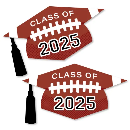 Big Dot of Happiness Grad Football - Grad Cap Decorations DIY 2025 Graduation Large Party Essentials - Set of 20 {1}