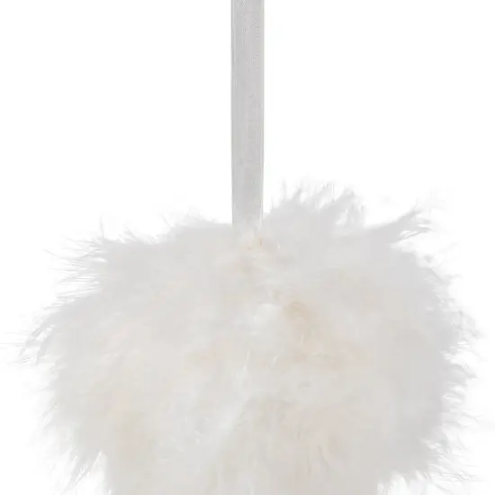 Northlight Wispy Feather Christmas Ball Ornament - 6" - White {4}