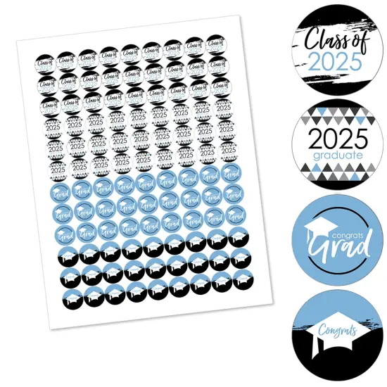 Big Dot of Happiness 2025 Light Blue Graduation Party Round Candy Sticker Favors - Labels Fits Chocolate Candy (1 Sheet of 108) {3}