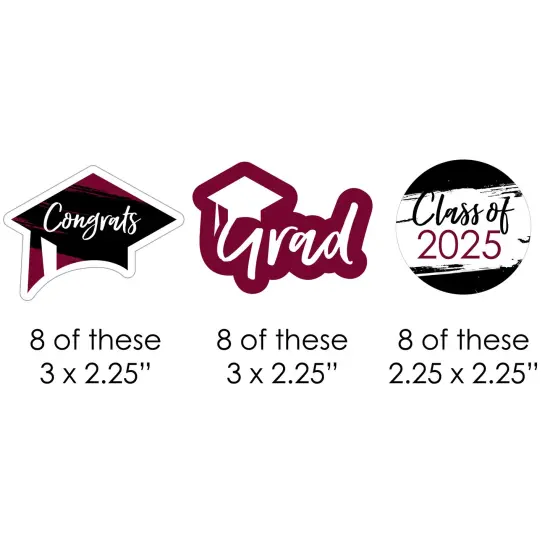 Big Dot of Happiness Maroon 2025 Graduation Paper Straw Decor - Party Striped Decorative Straws - Set of 24 {3}