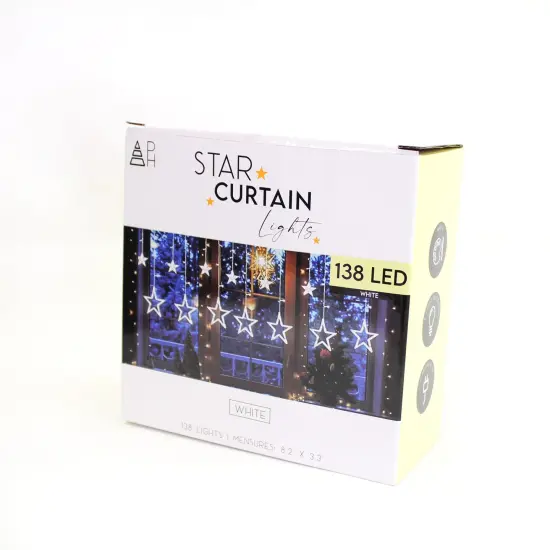 Perfect Holiday 138 LED Star Curtain Light White {6}