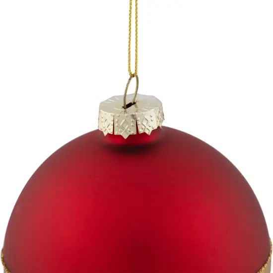 Northlight 3.5" Red and Gold Glass Ball Christmas Ornament {6}