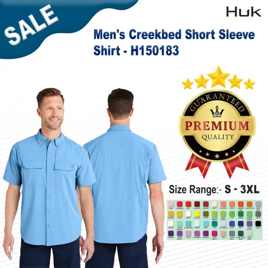 HUK&reg; Men's Creekbed Short Sleeve Shirt Naval academy {2}