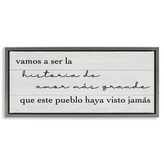Stupell Industries Historia de Amor Más Grande Framed Floater Canvas Wall Art Gray Floater Frame {1}