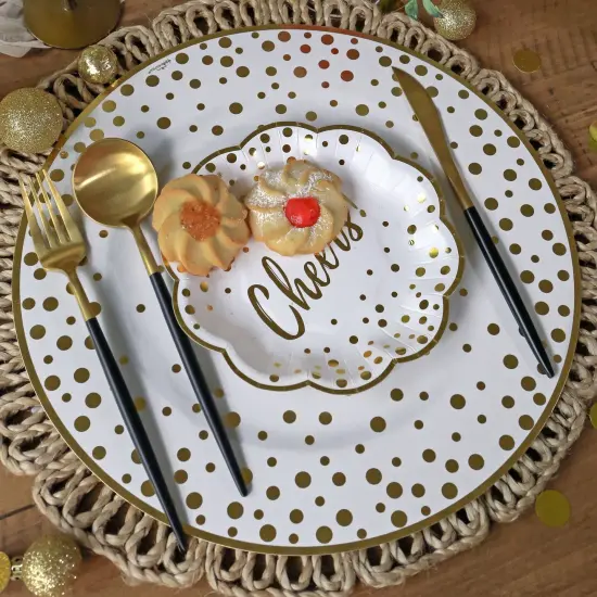 Kate Aspen 13&rdquo; Classic Gold Foil Dot Placemat (set of 24) {3}