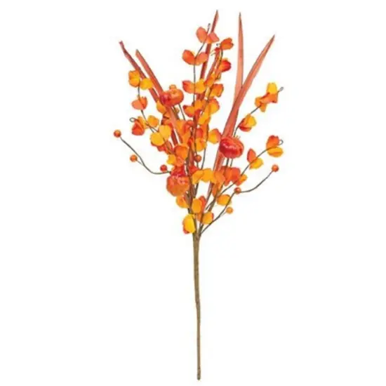 Orange Snapdragon and Mini Pumpkin Spray with Flexible Brown Stem {1}