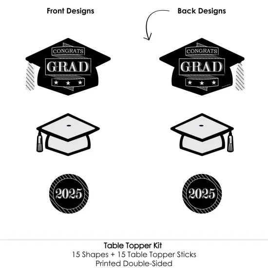 Big Dot of Happiness Graduation Cheers - 2025 Graduation Party Centerpiece Sticks - Table Toppers - Set of 15 {7}
