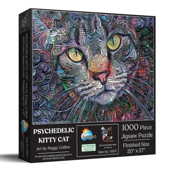 Sunsout Psychedelic Kitty Cat 1000 pc Jigsaw Puzzle 71307 {3}