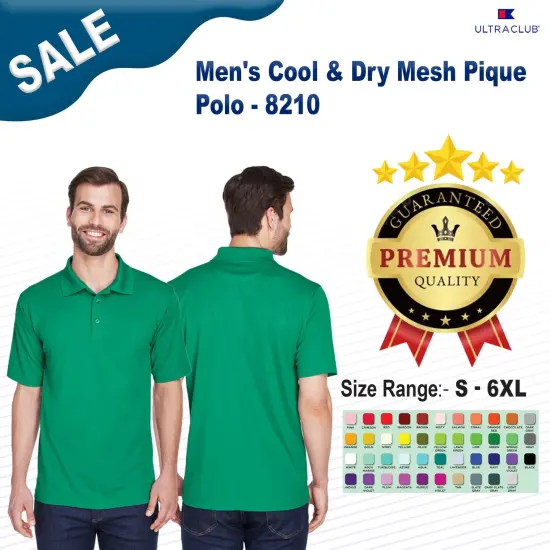 UltraClub&reg; Men's Cool & Dry Mesh&nbsp;Pique Polo WHITE {2}