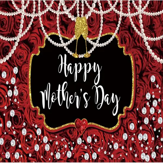 7x5ft Happy Mother's Day Backdrop Banner Red Rose {3}