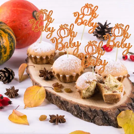 24Pcs Pumpkin Oh Baby Cupcake Toppers {5}