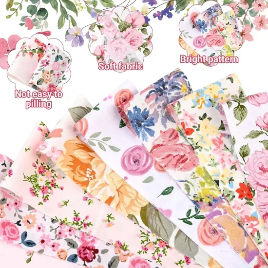 40 Pcs Pink Retro Floral Cotton Jelly Fabric Strips, 2.55 Inch Cotton Fabric Bundles (Hydrangea) {2}