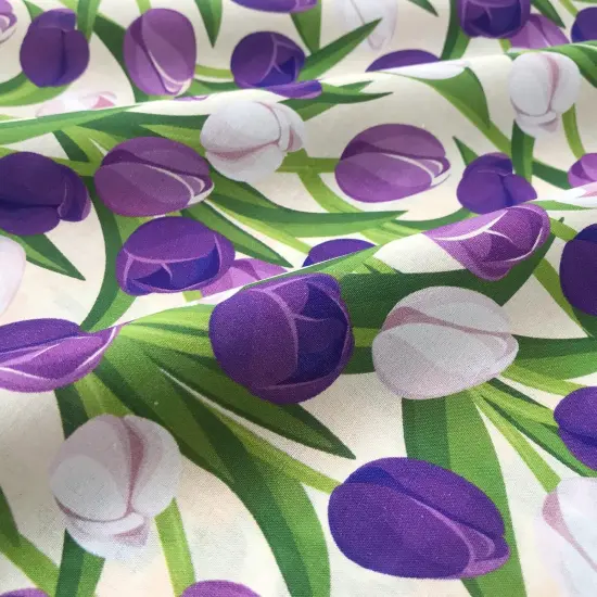 100% Cotton Tulip Flower Cotton Fabric Quilting Fat Quarter Bundles (1.45 Yard x 1.09Yard) {1}