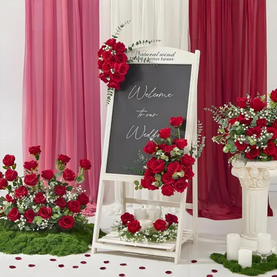 200 Pack Burgundy Fake Flowers for Wedding Decor {4}