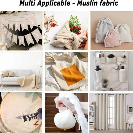 Pack of 5 Yards, 100% Cotton Muslin Fabric 48&rdquo; Inch Wide {4}