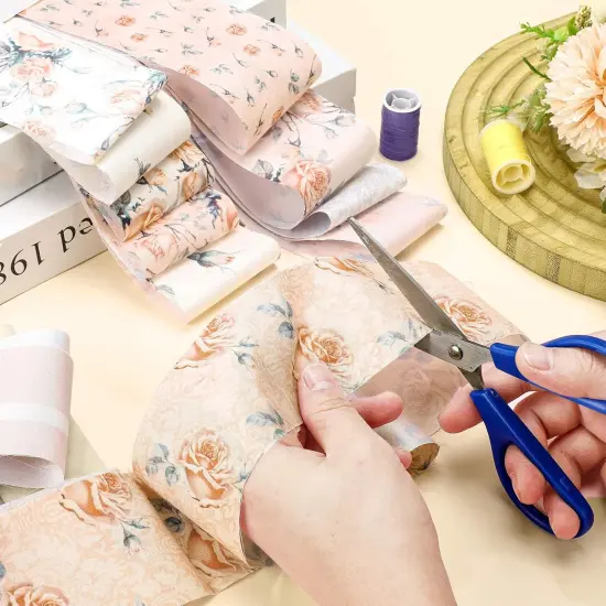 100 Pcs Vintage Pink Rose Quilting Fabric Roll 2. 56 Inch {3}