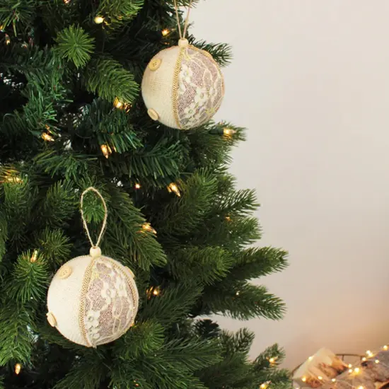 10cm Ball With Lace And Button Accents 2 Pcs {2}