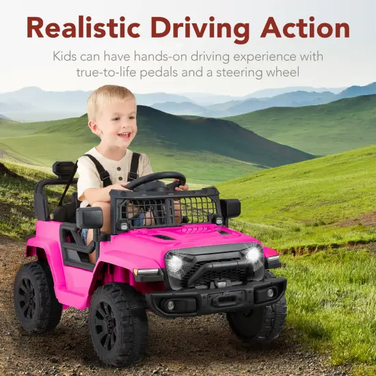 Best Choice Products 6V Kids Ride-On Truck Car w/ Parent Remote Control, 4-Wheel Suspension, LED Lights Hot Pink {3}