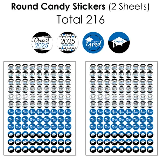 Big Dot of Happiness 2025 Blue Graduation Party Candy Favor Sticker Kit - 304 Pieces {6}