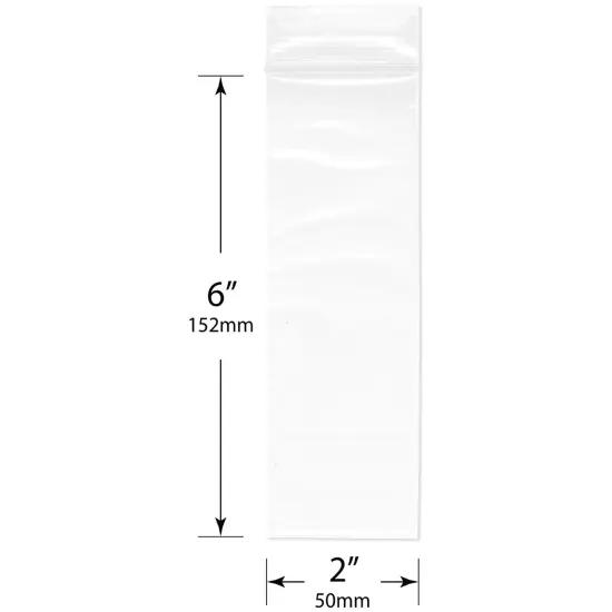 Plymor 2" x 6", 2 Mil Zipper Reclosable Plastic Bags {3}