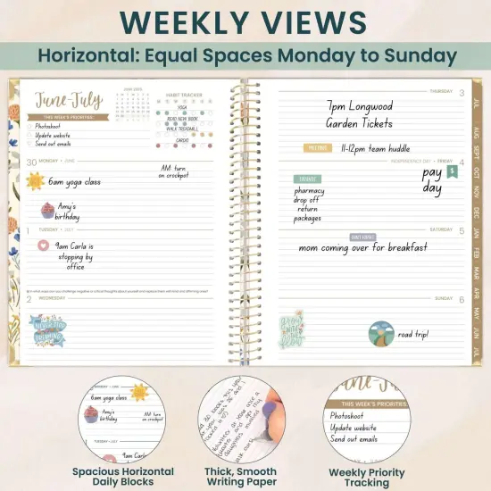bloom daily planners 2025-26 Academic Planner, Hard Cover, 8.5" x 11", Whimsical Wildflowers {4}