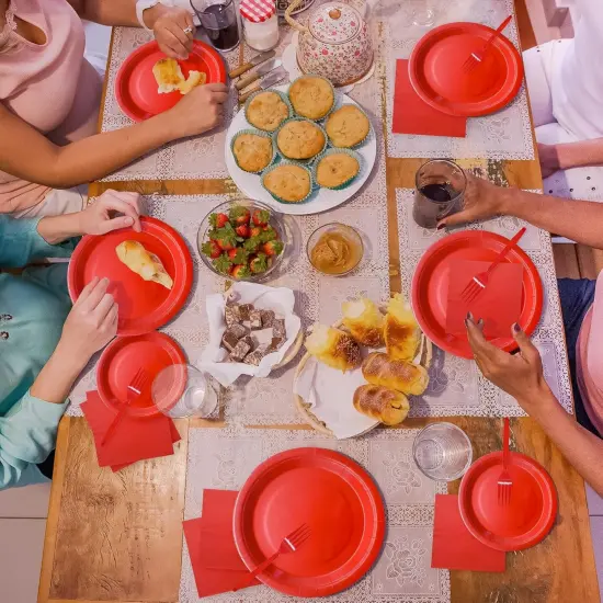 Red Party Supplies Set Include Red Paper Plates and Napkins party supplies,Severs 25 Guests Red Dessert Plates {5}