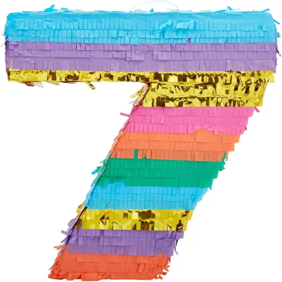 Rainbow Number 7 Pinata for 7th Birthday Party Decorations, Fiesta, Cinco de Mayo Celebration (Small, 12 x 16.75 x 3 Inches) {5}