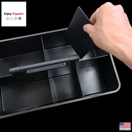 Enjoy Organizer- Commercial Large Portable Caddy Stackable Carry Caddy, Black, Carrier for Cleaning Supplies, Tools, All-Purpose Carry Caddy Made In USA {3}