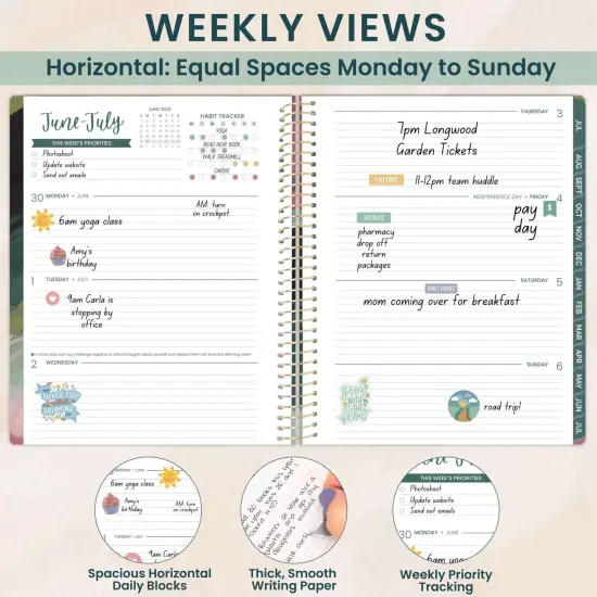 bloom daily planners 2025-26 Academic Planner, Soft Cover, 8.5" x 11", Emerald Paint Strokes {4}