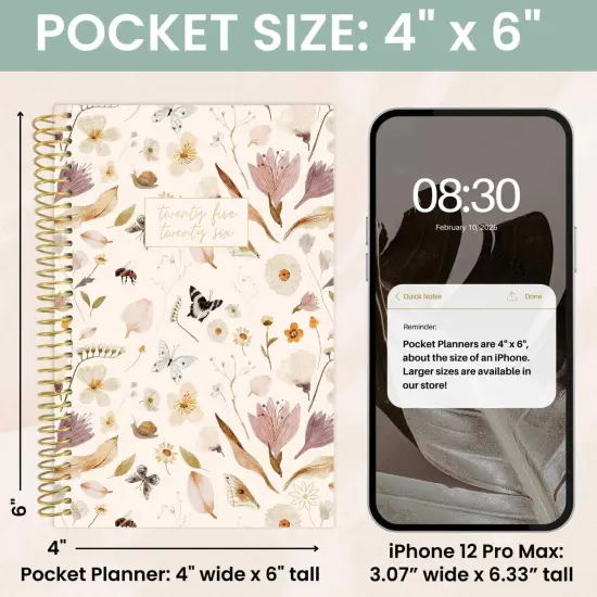 bloom daily planners 2025-26 Academic Planner, Soft Cover, 4" x 6", Butterfly Garden {5}