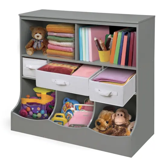 Badger Basket Combo Bin Storage Unit with Three Baskets Gray/White {5}