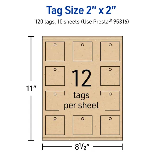 2" x 2" Square, Kraft Brown Printable Tags {5}