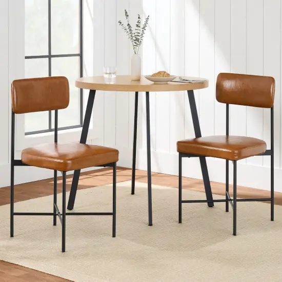Best Choice Products Faux Leather Dining Chair Set of 2, Standard Height w/ Metal Frame Camel Brown {4}