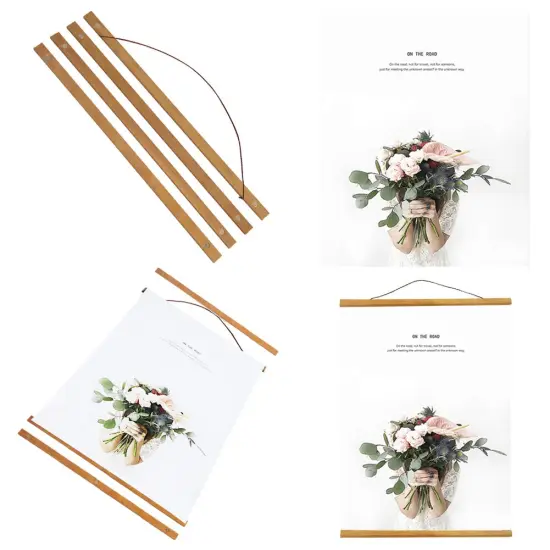 Miaowater 2 Pack Poster Frame,12x15 12x16 12x17 12x18 12x20 Magnetic Light Wood Wooden Frames Hanger for Photo Picture Art Canvas Print Artwork Wall Hanging Teak Wood 12'' {3}