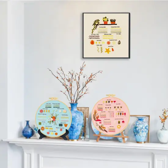 3 Sets Embroidery Kit for Beginners, Embroidery Kit for Adults with Follow Instruction, Cross Stitch Kits with Wooden Embroidery Hoops (Stlye B) {3}