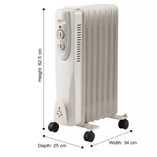 Portable Oil Filled Radiator Space Heater, 1500W, 7-Fin & 3 Heat Settings {5}