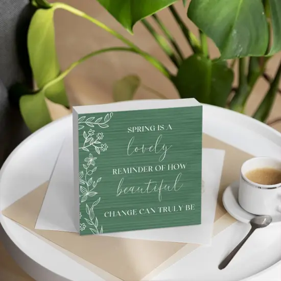 Rustic Farmhouse Spring Flowers Table Decor Country Home Office Desk Decor Spring Is A Lovely Reminder Sign Cubicle Shelf Tiered Tray Decor Gifts for Women 5 X 5 Inch {5}