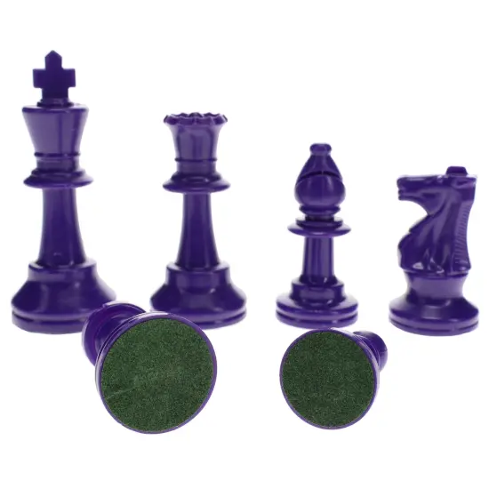 WE Games Color Bright Plastic Staunton Tournament Chess Pieces with 3.75 in. King - Half Chess Set of Chess Pieces Only, Purple {2}