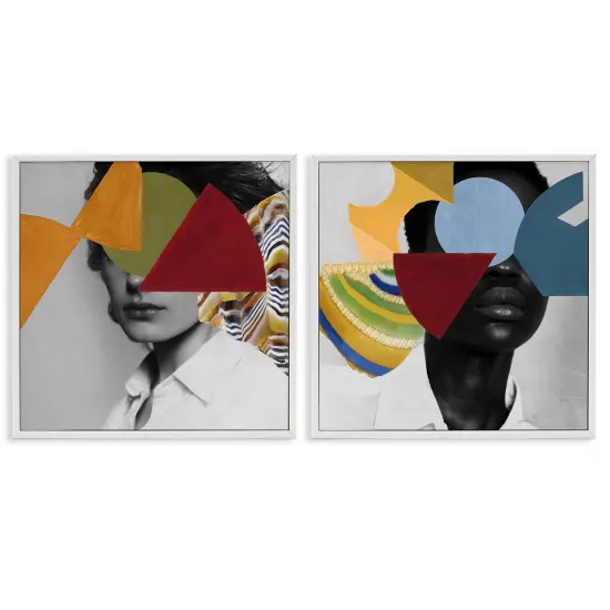 Stupell Industries Obscura Pop Portraits 2pc Framed Giclee Set By Victoria Barnes {1}