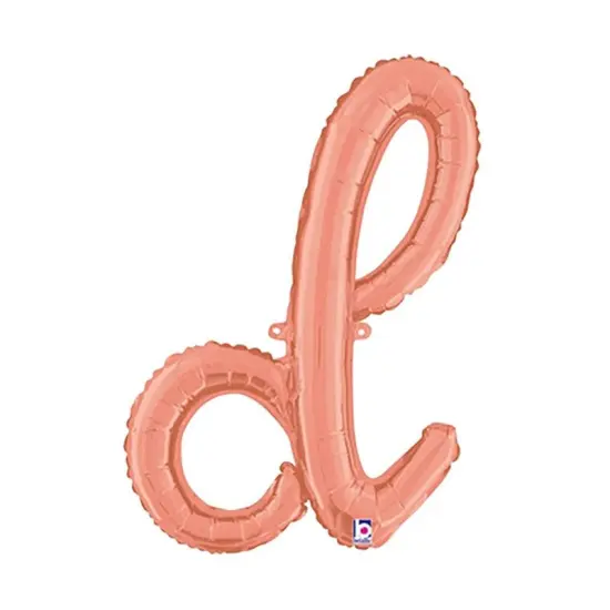 Betallic&reg; 24 inch Script Letter D Rose Gold Air Fill Only Balloon {4}