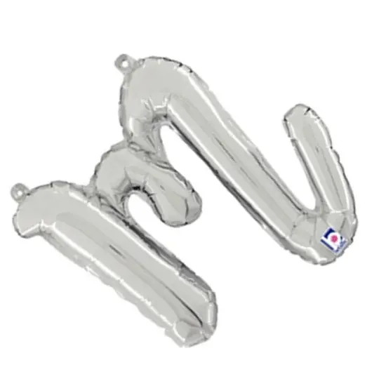 Betallic&reg; 14 Inch Script Letter M Silver Air Fill Only Balloon {3}