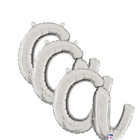 Betallic&reg; 14 Inch Script Letter A Silver Air Fill Only Balloon {5}
