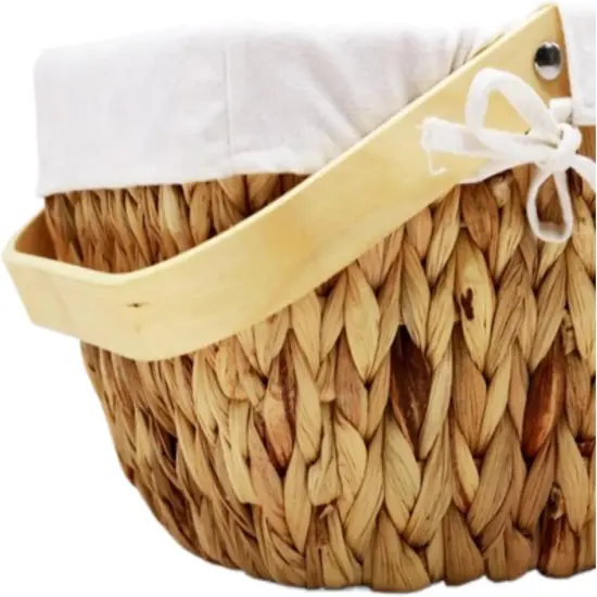 Basket with Handle-Wicker Picnic Basket,Natural Hand-Woven Basket with Lining Removable and Washable,Suitable {4}