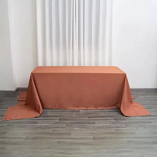 90x156-Inch TERRACOTTA RECTANGULAR Polyester Tablecloths Reception Catering {3}