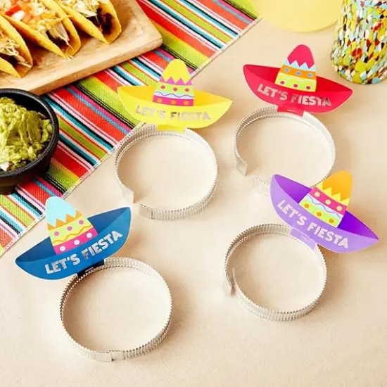 24 Pack Let's Fiesta Sombrero Party Hats for Cinco de Mayo Favors, Mexican Themed Party Decorations (4 Colors) {2}