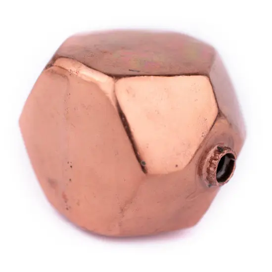 The Bead Chest Hollow Cornerless Cube Bead: Large Copper 35mm Centerpiece Pendant Bead {1}