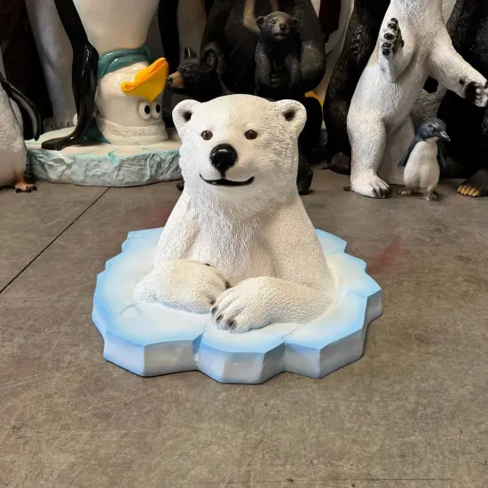 Peeking Baby Polar Bear Cub Statue {4}