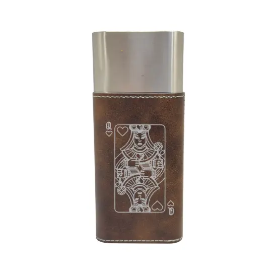 Cigar Case with Cutter - Queen of Hearts - Leather Rustic/Silver {1}